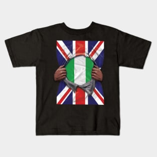 Nigeria Flag Great Britain Flag Ripped - Gift for Nigerian From Nigeria Kids T-Shirt